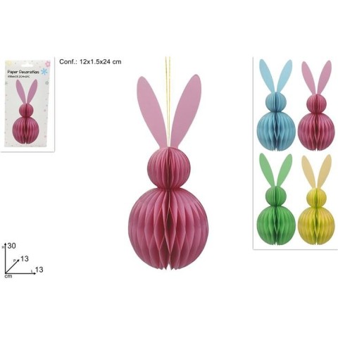 FESTONE CONIGLIO IN CARTA 30 CM 4 COL.